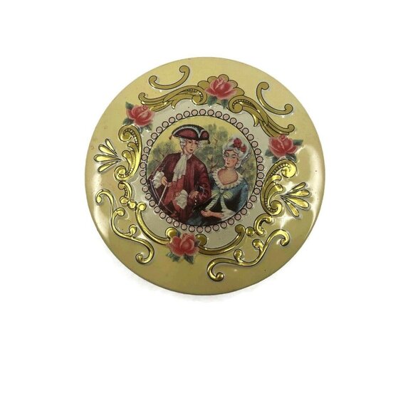 Vintage Tin Barat Ware Miniature Container Made in England Edwardian Couple 3" - Picture 7 of 8